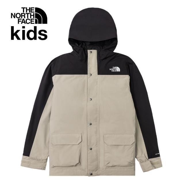 【The North Face 官方旗艦】北面兒童灰色DryVent防水透氣羽絨內裡三合一外套｜8A3G5IF