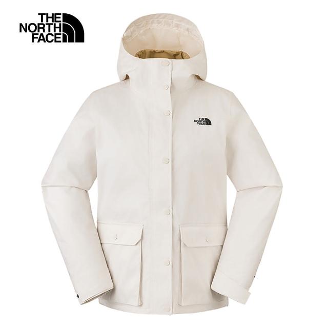 【The North Face 官方旗艦】北面女款白色DryVent防水透氣羽絨內裡三合一外套｜88RWROR