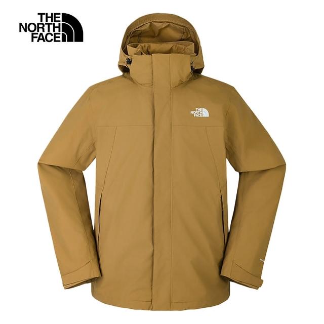 【The North Face 官方旗艦】北面男款棕色DryVent防水透氣羽絨內裡三合一外套｜81QS173