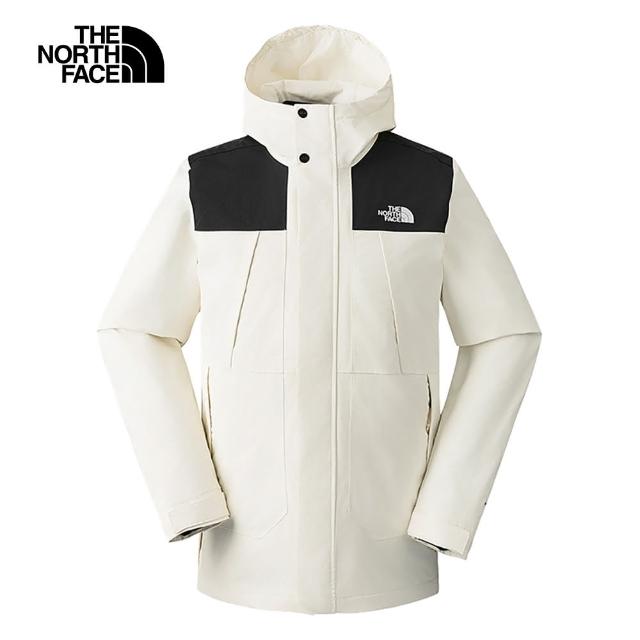 【The North Face 官方旗艦】北面男款米白色DryVent防水透氣羽絨內裡三合一外套｜81NHROU