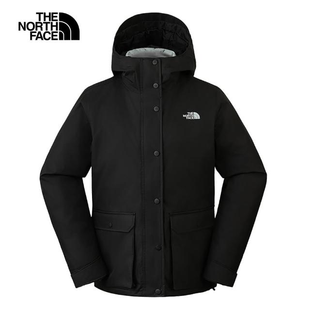 【The North Face 官方旗艦】北面女款黑色DryVent防水透氣羽絨內裡三合一外套｜88RW7O1