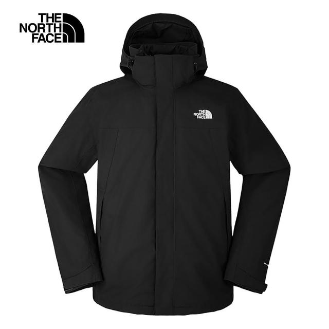 【The North Face 官方旗艦】北面男款黑色DryVent防水透氣羽絨內裡三合一外套｜81QSJK3