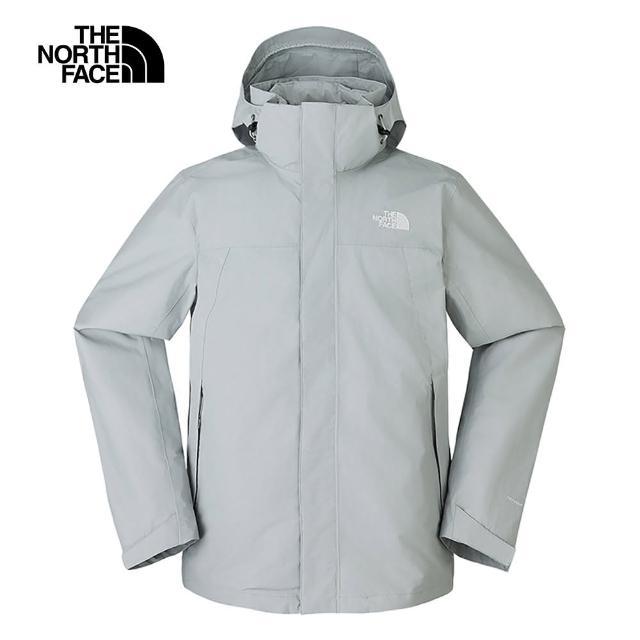 【The North Face 官方旗艦】北面男款灰色DryVent防水透氣羽絨內裡三合一外套｜81QSA0M