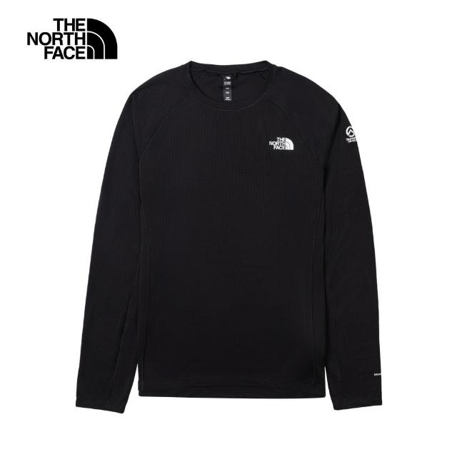 【The North Face 官方旗艦】北面男款黑色吸濕排汗舒適透氣長袖T恤｜87ZTJK3(排汗衫)