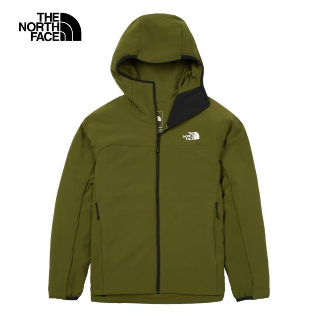 【The North Face 官方旗艦】北面男款綠色DWR防潑水保暖連帽鋪棉外套｜7UTAPIB