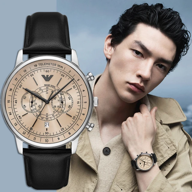 EMPORIO ARMANI 亞曼尼 Minimalist 復古計時手錶-42mm 聖誕節 禮物(AR11634)