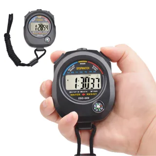 精準體育專用防水雙道碼錶-附掛繩(多功能 裁判碼表 田徑 路跑 測量 計時器 慢跑 秒錶 健身)