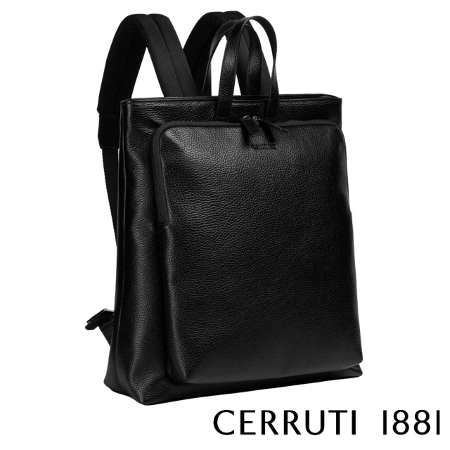 Cerruti 1881 義大利頂級小牛皮後背包(黑色 CEZA06321M)