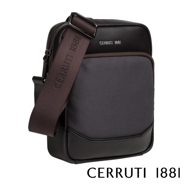 Cerruti 1881 義大利頂級小牛皮尼龍肩背包側背包(灰色 CEBO06190N)