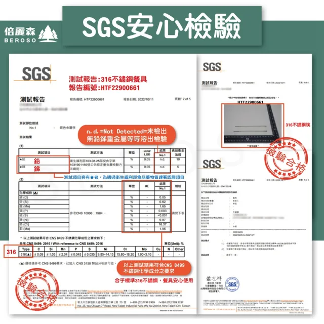 【Beroso 倍麗森】316不鏽鋼方筷子湯匙餐具組(SGS檢驗合格/環保餐具/露營/)