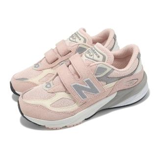 【NEW BALANCE】童鞋 990 V6 寬楦 雲霧粉 灰 白 中童 小朋友 運動鞋 休閒鞋 NB(PV990PK6-W)