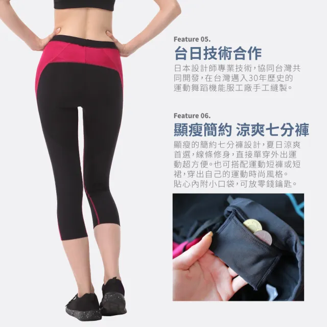 【FREEZONE】現貨 中度支撐配色緊身壓力七分褲 女款-FZ300型(機能壓縮/吸濕排汗/慢跑登山/健身瑜珈運動)