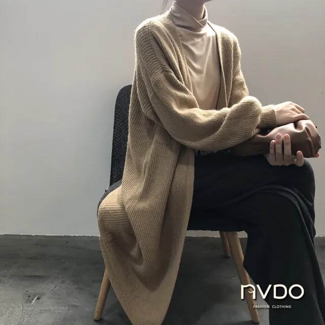 【NVDO】現貨 慵懶歐風保暖針織長外套-3色可選(長罩衫外套/保暖外套/F009/秋冬款)