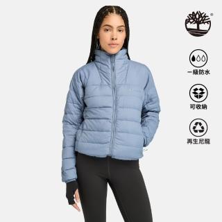 【Timberland 官方旗艦】女款淡藍色防潑水再生羽絨輕量外套(A5Z9KA42)