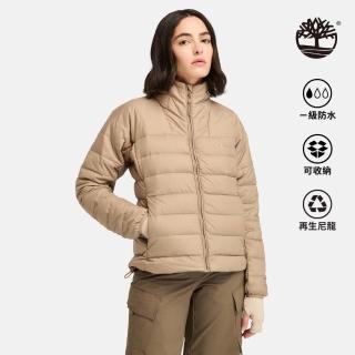 【Timberland 官方旗艦】女款灰褐色防潑水再生羽絨輕量外套(A5Z9K929)