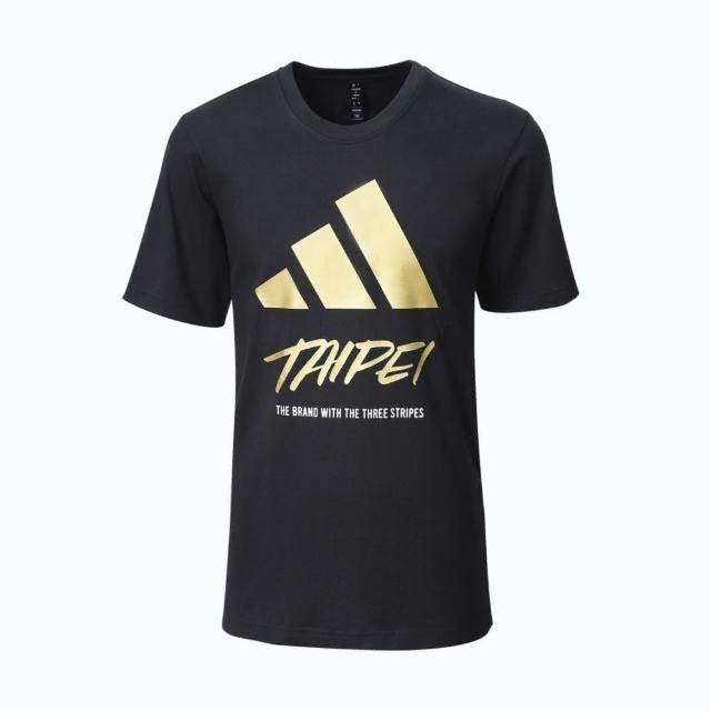 【adidas 愛迪達】Taipei Tee 男 短袖 上衣 T恤 運動 訓練 休閒 台北 城市限定 黑金(JD5206)