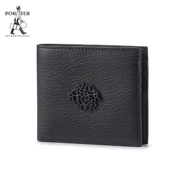 【PORTER INTERNATIONAL】都會尊爵DUKE真皮雙折短夾(黑)