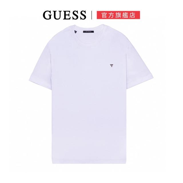 【GUESS】休閒素面LOGO短袖上衣(三色任選)