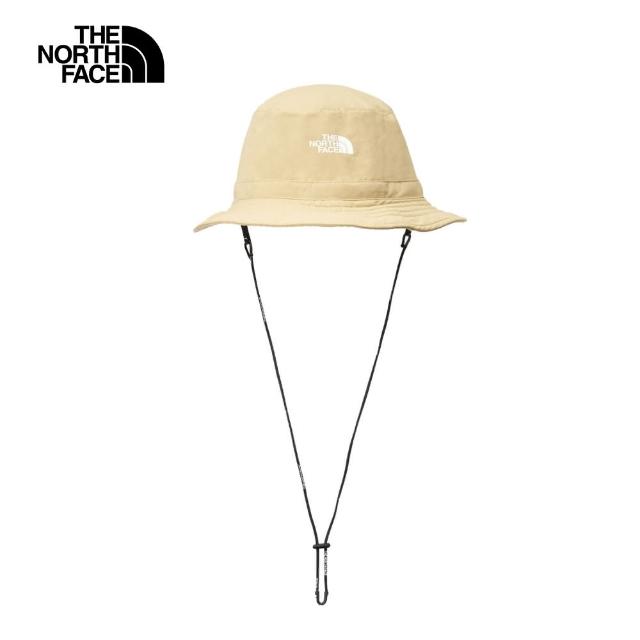 【The North Face 官方旗艦】北面男女款卡其色DWR防潑水可調節收納漁夫帽｜8CTHLK5