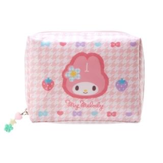 【SANRIO 三麗鷗】復古千鳥格系列 方形化妝包 收納包 美樂蒂