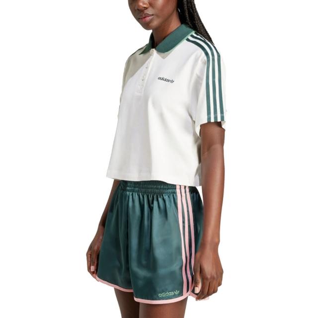 【adidas 愛迪達】短袖上衣 CROP POLO 女 - IX3555