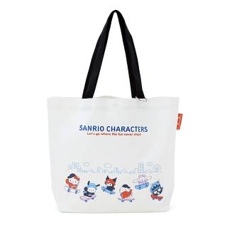 【SANRIO 三麗鷗】滑板系列 棉質橫式手提袋 托特包 三麗鷗家族