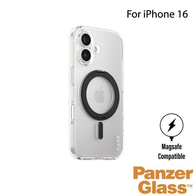 【PanzerGlass】iPhone 16 6.1吋 Feature 磁吸支架透明防摔殼(透黑)