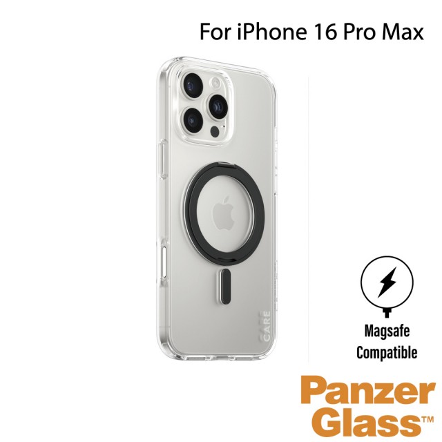 【PanzerGlass】iPhone 16 Pro Max 6.9吋 Feature 磁吸支架透明防摔殼(透黑)