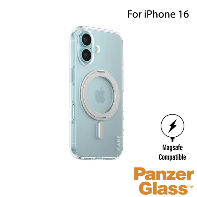 【PanzerGlass】iPhone 16 6.1吋 Feature 磁吸支架透明防摔殼(透銀)