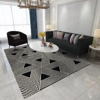 【SDL Home 山德力】現代風羊毛地毯 200x300cm 克莉(黑白系 幾何三角)