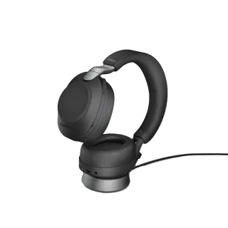 【Jabra】Evolve2 85 MS 商務會議藍芽無線包耳式耳機麥克風(立體聲頭戴式主動降噪商用耳機_含充電座)