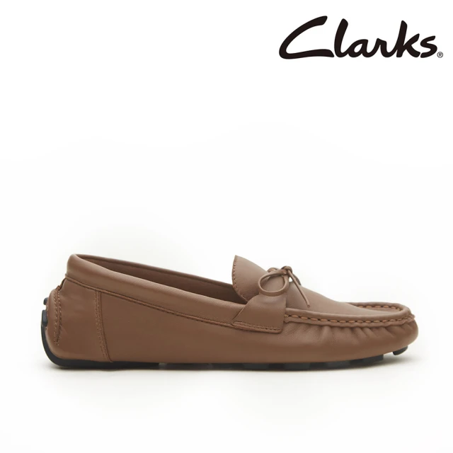 Clarks 女鞋 Quilto Bow 真皮舒適蝴蝶結莫卡辛鞋 豆豆鞋(CLF80374C)