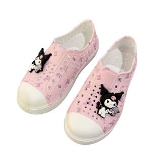 【SANRIO 三麗鷗】現貨 童鞋 KUROMI庫洛米 滿版洞洞鞋(超輕量 立體扣飾 庫洛米)