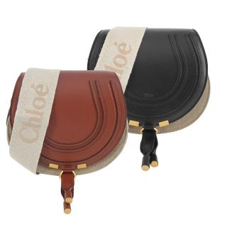 【Chloe’ 蔻依】Woody Marcie帆布拼接皮革翻蓋小號斜揹包(任選)