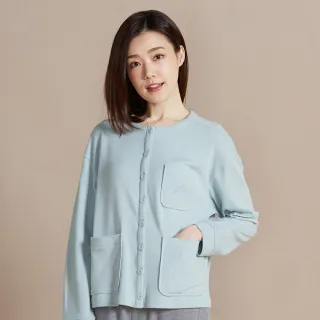 【YVONNE 以旺傢飾】莫代爾棉繡字開襟長袖上衣-泉水綠