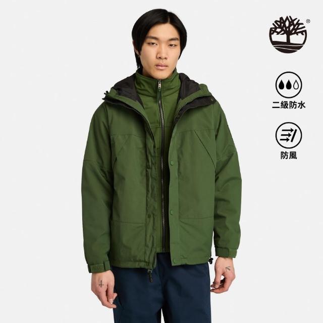 【Timberland 官方旗艦】男款綠色Winnick防潑水3合1外套(A69F2EIN)