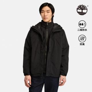 【Timberland 官方旗艦】男款黑色Winnick防潑水3合1外套(A69F2001)