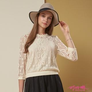 【巧玲瓏】優雅蕾絲半透膚上衣 1473001