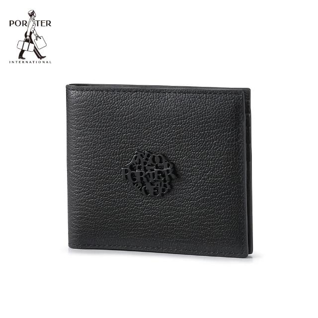 【PORTER INTERNATIONAL】都會尊爵DUKE真皮雙折短夾(黑)