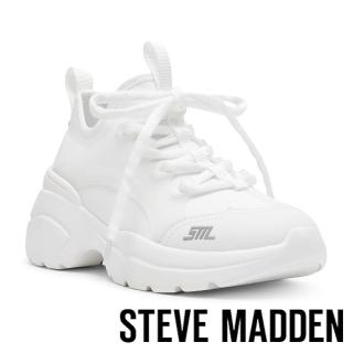 【steve madden】ELLIPSE 拼接綁帶厚底運動鞋(白色)