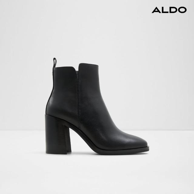 【ALDO】HAY-簡約方頭造型高跟短靴-女靴(黑色)