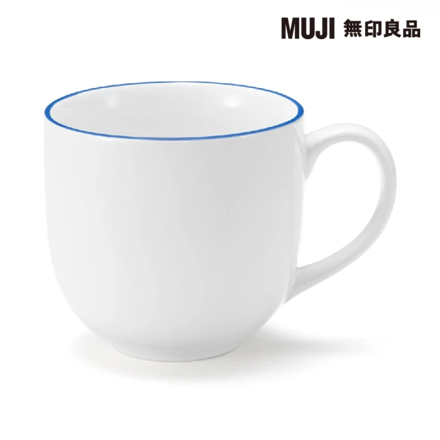 MUJI 無印良品 日常食器/馬克杯 藍色鑲邊 約380mL