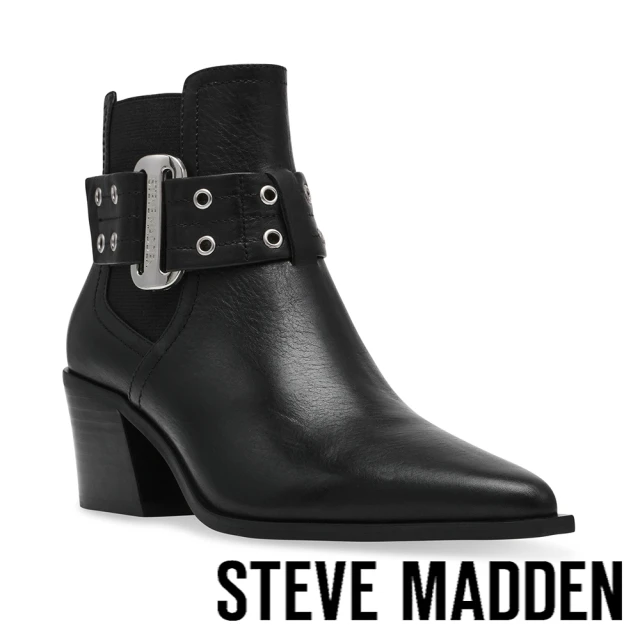 steve madden SPIES 帥氣扣飾綁帶短靴(黑色