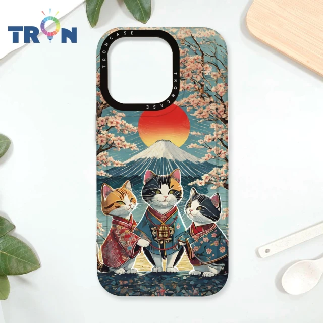 TRON iPhone 16/16 PLUS/16 PRO/16 Pro Max 日系富士山櫻花貓咪系列 防摔太空殼 透白款 軟硬殼 手機殼