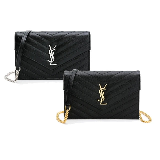 YSL CASSANDRE粒面皮革鍊條錢包WOC