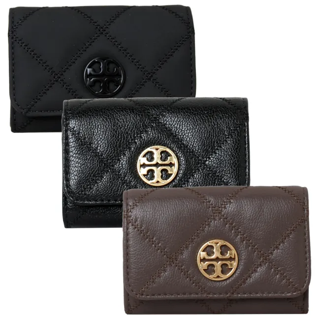 【TORY BURCH】WILLA小圓牌LOGO荔枝紋皮革零錢名片夾(多色任選)