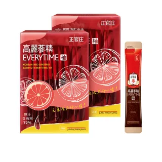 即期品【正官庄】買一送一★高麗蔘精EVERYTIME 柚 2盒組-葡萄柚風味、清爽果酸、6年根(10mlx20入/盒)