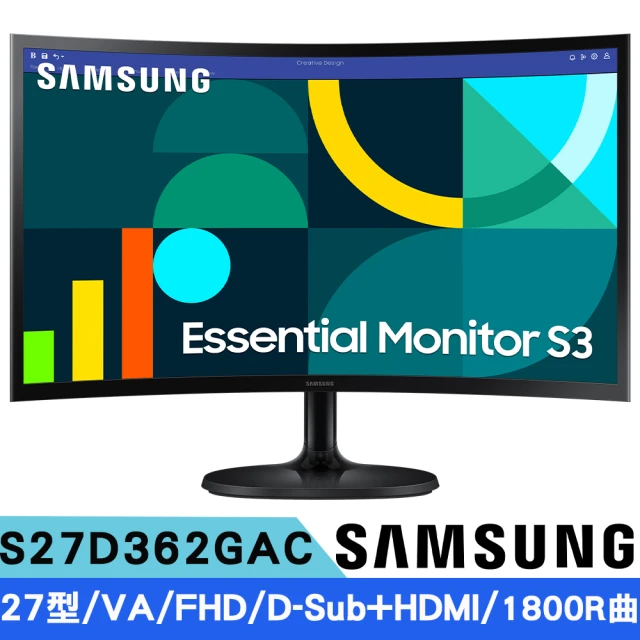 SAMSUNG 三星 S27D362GAC 27型 VA FHD曲面螢幕(100Hz/1800R曲/D-Sub/HDMI)