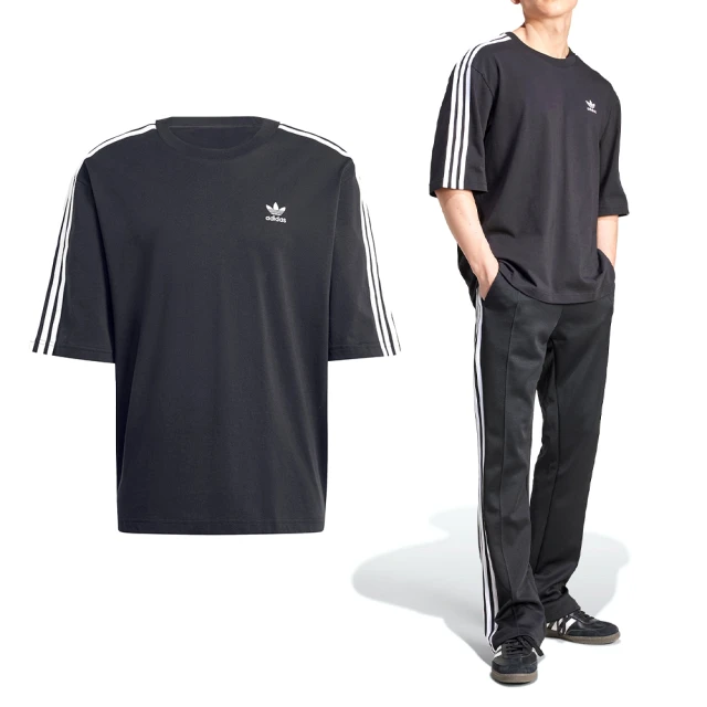 adidas 愛迪達 Oversize tee 男款 黑色 運動 休閒 寬版 圓領 寬鬆 三葉草 短T 上衣 短袖 IZ1832