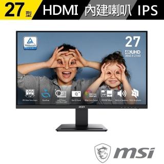 【MSI 微星】PRO MP273U 27型 4K IPS 60Hz 護眼商用螢幕(UHD/EyesErgo護眼/4ms/內建喇叭)
